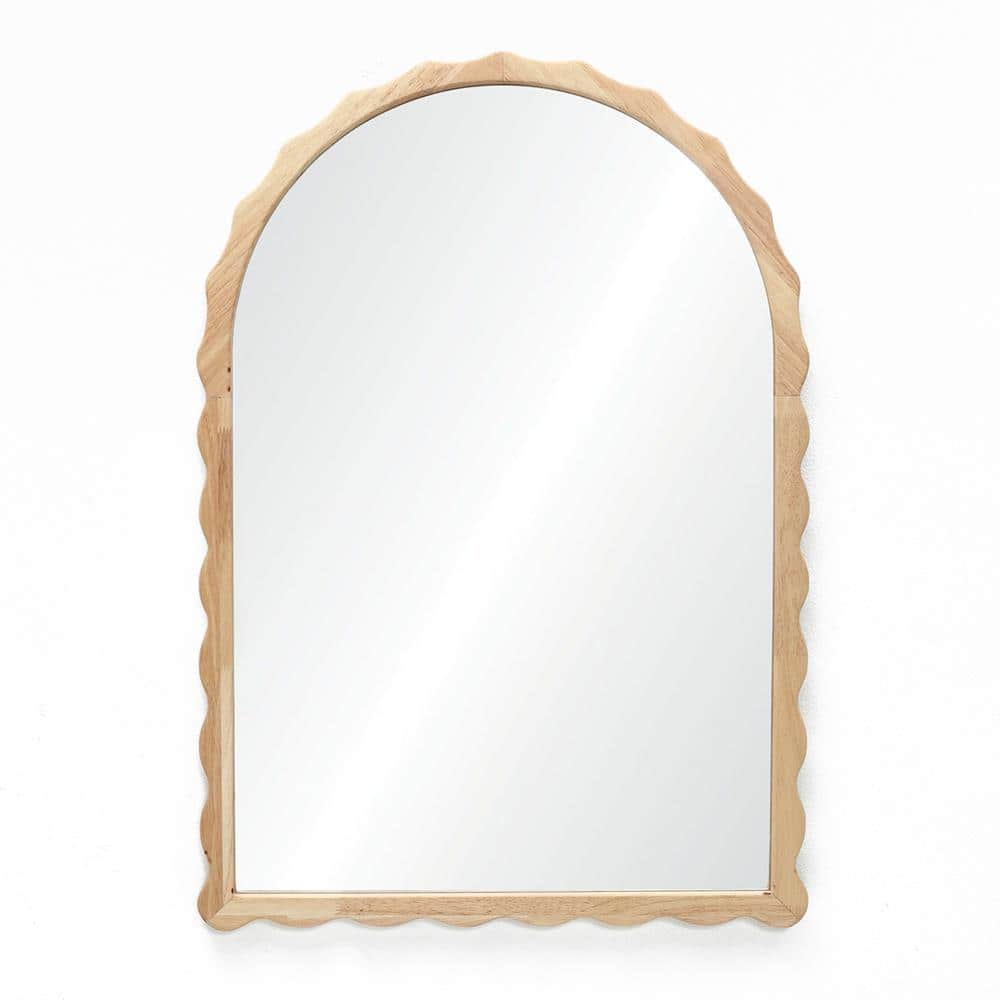 23.6 in. W x 34 in. H Arch Natural Rubberwood Scalloped Frame Wall Mirror price history on PriceWatchPro