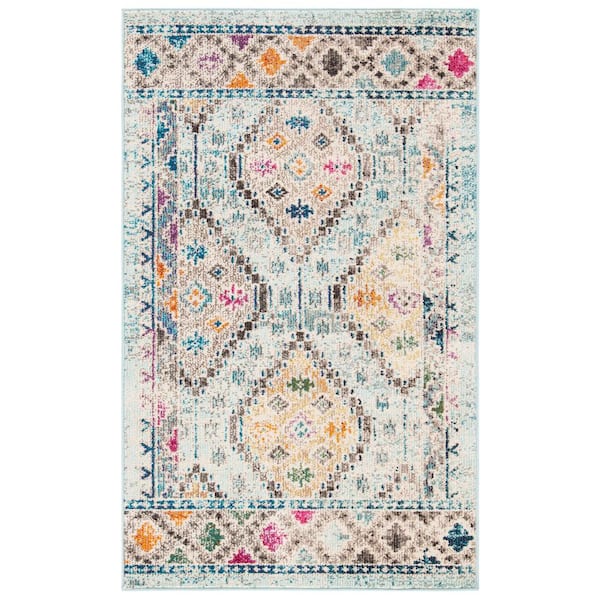 SAFAVIEH Madison Blue/Yellow Doormat 2 ft. x 4 ft. Geometric Area Rug