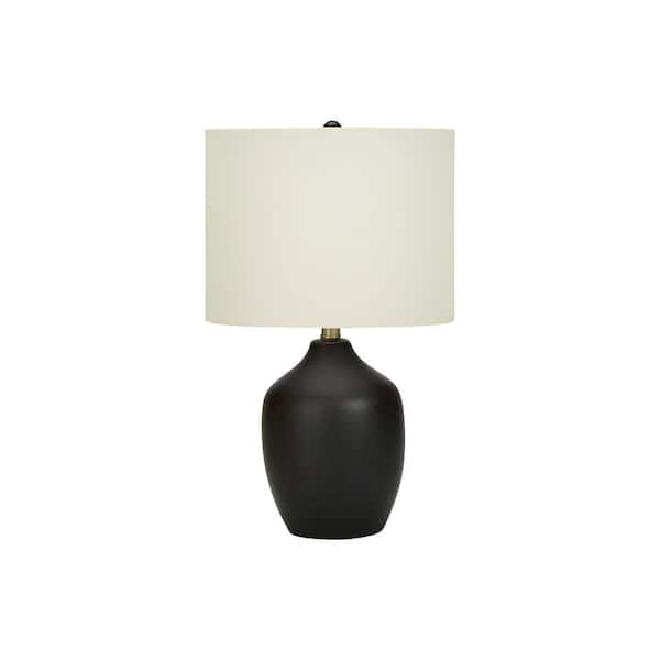 Transitional 22 in. H Table Lamp with White Shade, Black Ceramic