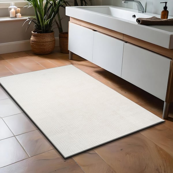 Serenity White Solid 2 ft. X 3 ft. Modern Door Mat Non Skid Soft Indoor Area Rug