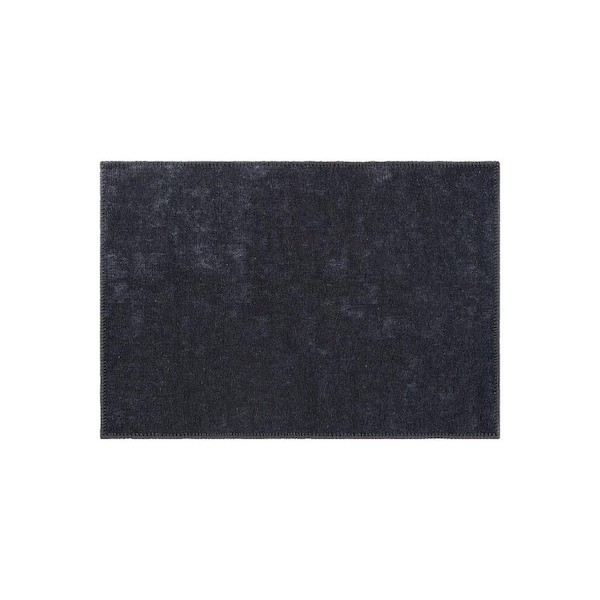 World Rug Gallery Dark Gray 2 ft. 1 in. x 3 ft. Contemporary Solid Machine Washable Area Rug