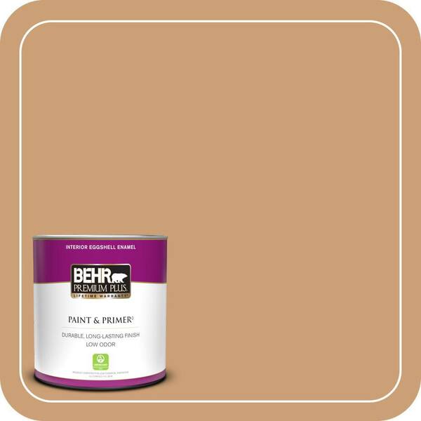 BEHR PREMIUM PLUS 1 qt. #ICC-62 Pumpkin Butter Eggshell Enamel Low Odor Interior Paint & Primer