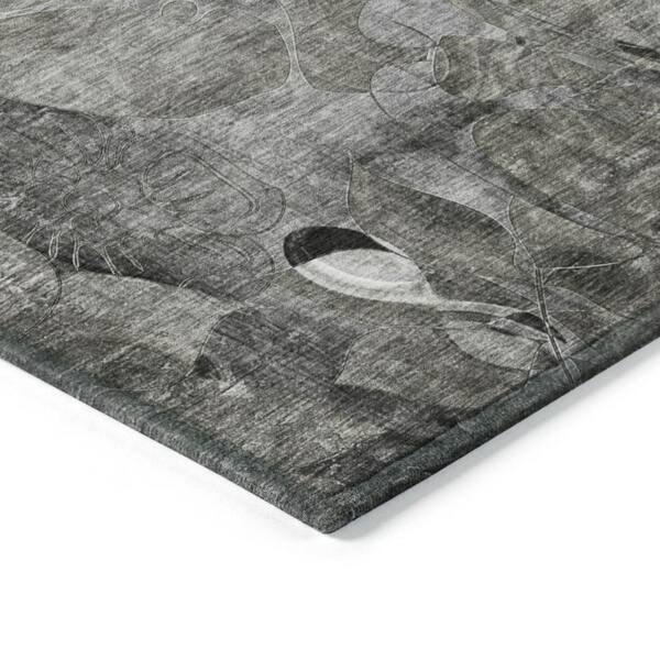 Gray 2 ft. x 8 ft. Woven Abstract Polyester Runner Indoor / Outdoor Area Rug