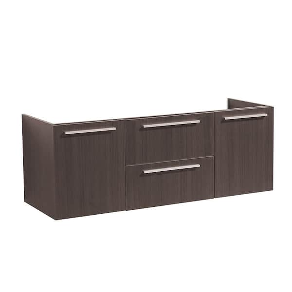 Opulento 54 in. Double Bathroom Vanity Cabinet Only in Gray Oak