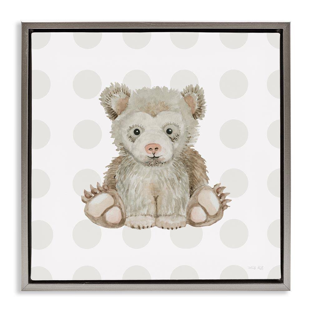 Nursery Bear on Dots by Cindy Jacobs Gray Floater Frame Animal Graphic Art Print 25 in. x 25 in. price history on PriceWatchPro