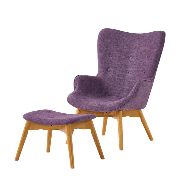 Noble House Hariata Muted Purple Contour Chair and Ottoman Set