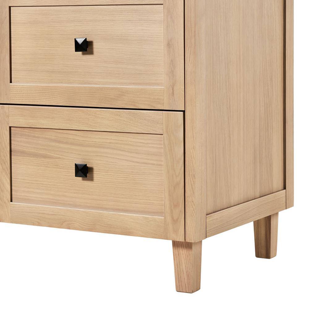Monroe 66" Light Oak Freestanding Vanity with Carrara Quartz Top