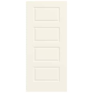 36 in. x 80 in. 4-Panel Equal Universal/Reversible White Steel Front Door Slab