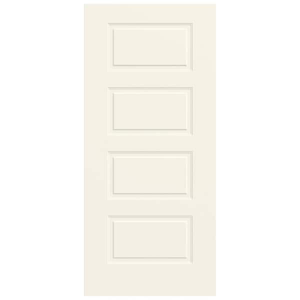 JELD-WEN 36 in. x 80 in. 4-Panel Equal Universal/Reversible White Steel Front Door Slab