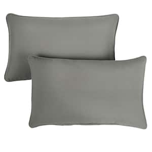 Sunbrella Charcoal Grey Rectangular Outdoor Corded Lumbar Pillows (2-Pack)