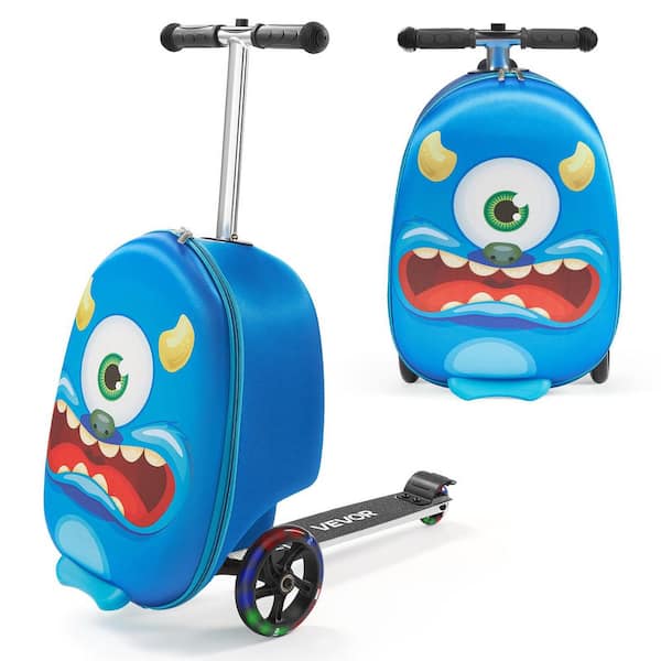 Ride-on Luggage, 20 L Capacity, 20 in. Kids Scooter Suitcase with Flash PU Wheels, 31.1 in. Height, for Kids Aged 5+