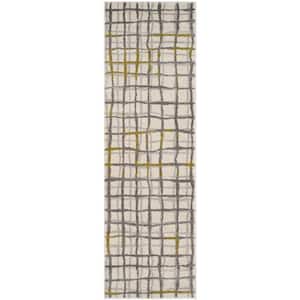 Amherst Ivory/Light Gray 2 ft. x 9 ft. Geometric Striped Runner Rug