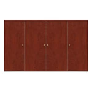 CALHOME 48 in. x 80 in. Hollow Core Walnut Stained Solid Wood Interior Double Sliding Closet Doors, Brown