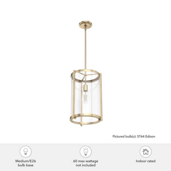 Hunter - Astwood 1-Light Alturas Gold Island Pendant Light with Clear Glass Shade Dining Room Light