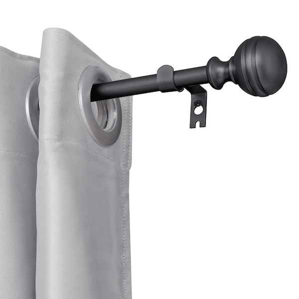 28 in.-48 in. Adjustable Decorative Single Curtain Rod-3/4 in. Dia Rod in Black with Finial