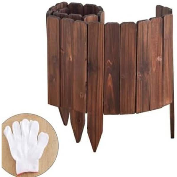 Wooden Garden Edging Border 11.8H Natural Wood Decorative No-Dig Garden Fence w/ Metal Core for Stability 3 Pack 12 ft.