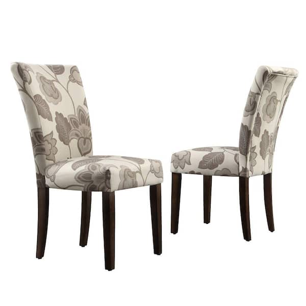 HomeSullivan Whitmire Parson Fabric Dining Chair in Grey Floral (Set of 2)