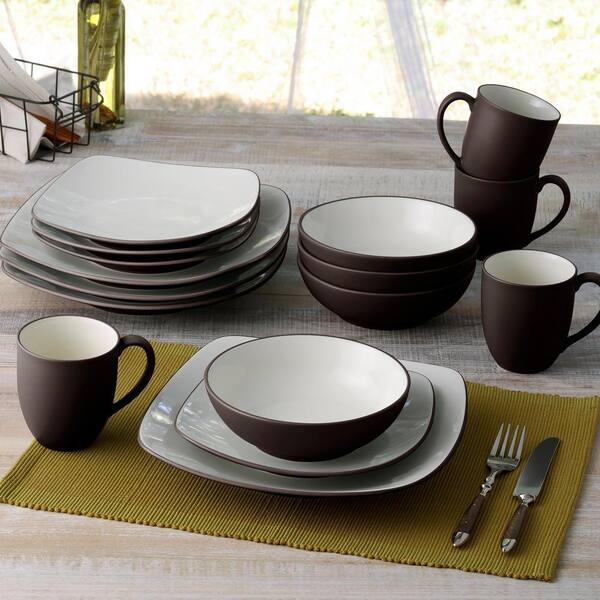 Noritake Colorwave Chocolate 16-Piece Square (Brown) Stoneware