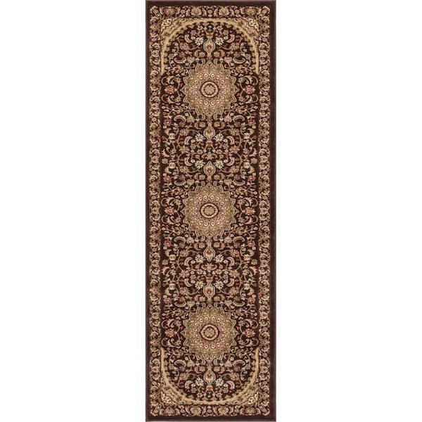 Well Woven Timeless Aviva Brown 2 ft. x 7 ft. Traditional Soft Oriental Runner Rug