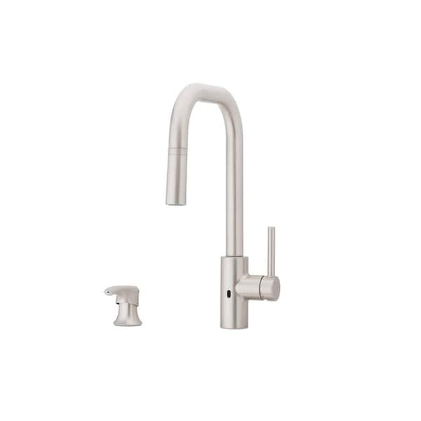 Zanna Single-Handle Touchless Kitchen Faucet with Deckplate and Soap Dispenser in Spot Defense Stainless Steel