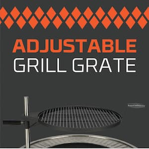34 in. x 16 in. Round Steel Wood 2-in-1 Burning Fire Pit and Grill with 360° Tabletop Griddle in Matterhorn Gray