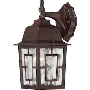 1-Light Rustic Bronze Outdoor Wall Lantern Sconce