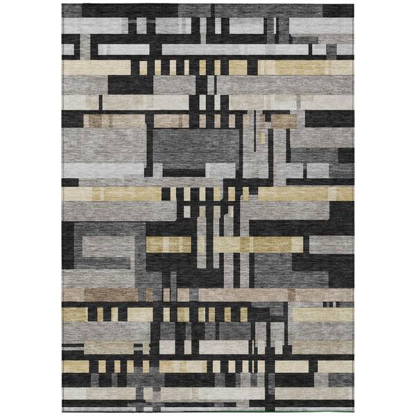 Chantille Machine Washable Indoor/Outdoor Abstract ACN3051 Black 10 ft. x 14 ft. Area Rug
