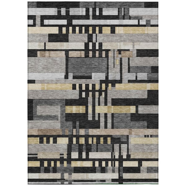 Chantille Machine Washable Indoor/Outdoor Abstract ACN3051 Black 9 ft. x 12 ft. Area Rug