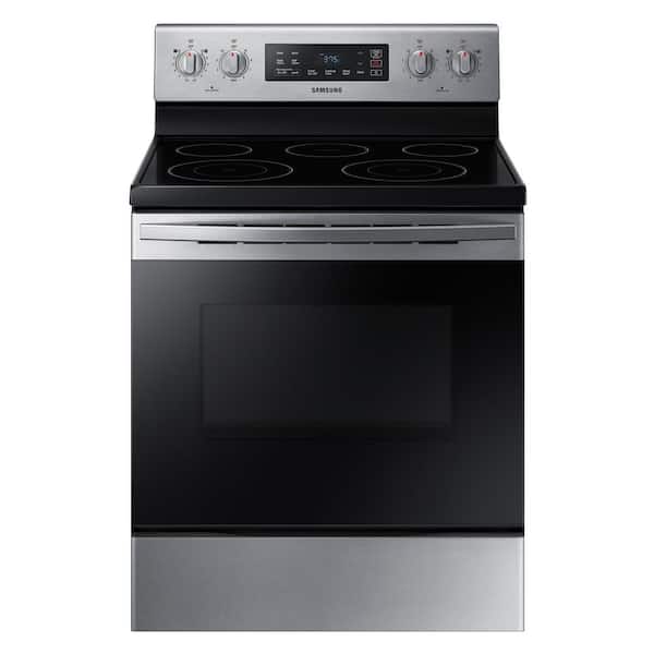 Samsung 30 in. 5.9 cu. ft. Freestanding Electric Range with Self Cleaning and 5-Burners in Stainless Steel
