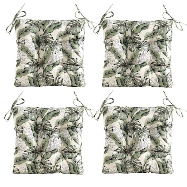 ARTPLAN Outdoor Seat Cushions, Set of 4, Patio Seat Chair Cushions 19"x19"x4" with Ties, for Outdoor Dinning chair, Floar