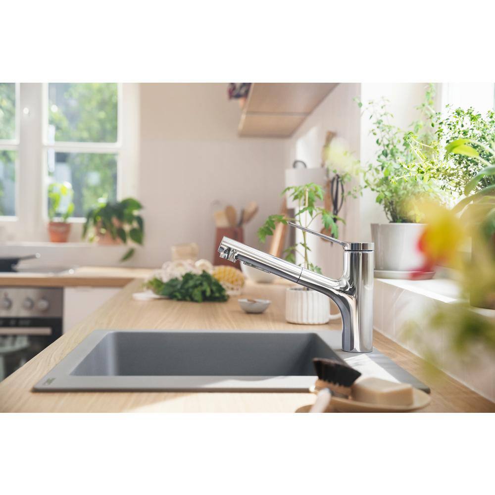 Chrome Modern Pull-Out Spray Kitchen Faucet