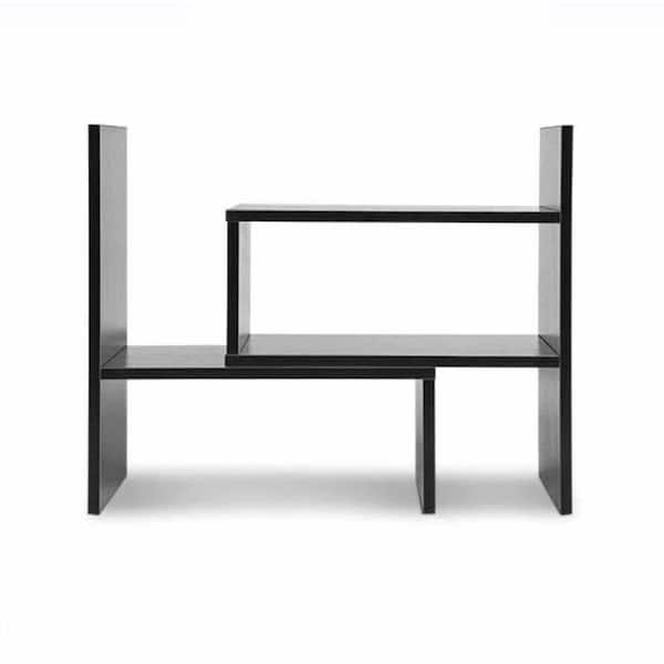 Unbranded Cougar Home 12 in. Black Expandable Wood Desktop Bookshelf