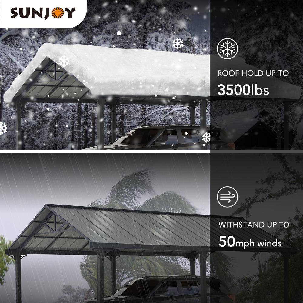 Gray Steel 12' x 20' Gable Roof Carport Pavilion