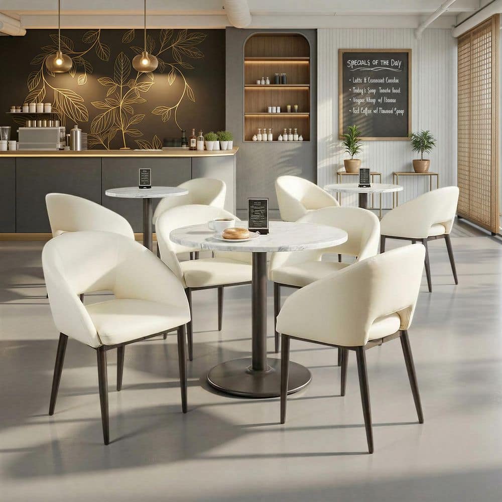 Lumisource Renee White Faux Leather and Black Metal Side Chair