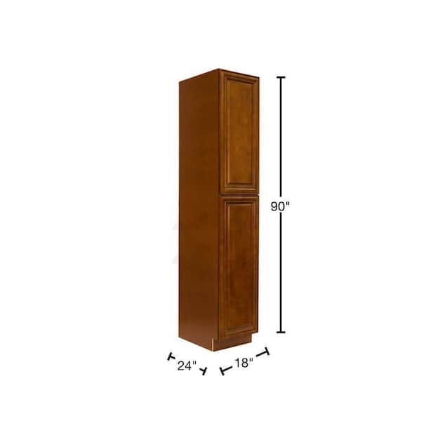 LIFEART CABINETRY Cambridge Assembled 18 in. x 96 in. x 24 in. Tall Pantry with 2 Doors in Chestnut