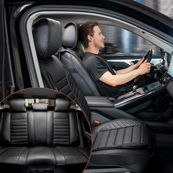 Seat Covers Universal Car Seat Covers Full Set Seats Front and Rear Seat 9pcs Faux Leather Seat Cover Semi Enclosed
