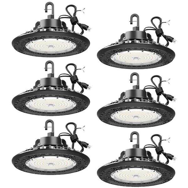 6-Pc Super Bright UFO High Bay LED Shop Lights, 240W 36000LM 5000K Daylight, 0-10V Dimmable, 100-277V