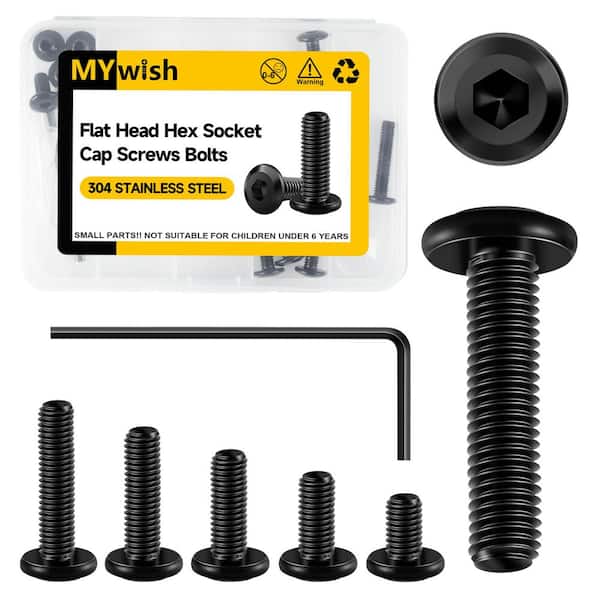 M6 Flat Head Hex Socket Cap Screws Bolts Assortment Kit (25-Piece)