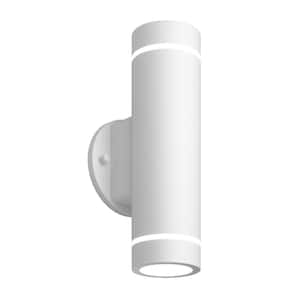 C7-L White Modern 3 CCT Integrated LED Outdoor Hardwired Garage and Porch Light Cylinder Sconce