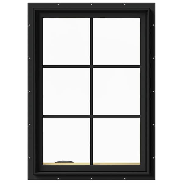 JELD-WEN 28 in. x 40 in. W-2500 Series Bronze Painted Clad Wood Left-Handed Casement Window with Colonial Grids/Grilles