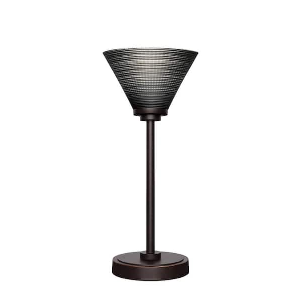 Unbranded Quincy 16 in. Dark Granite Accent Lamp with Black Matrix Glass Shade