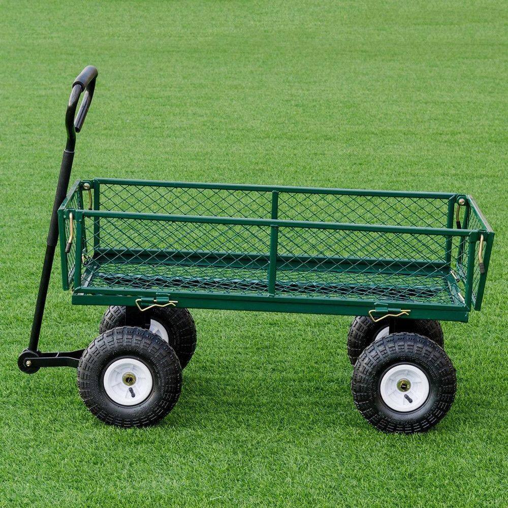 Cisvio 4 cu. ft. Metal Garden Cart HeavyDuty Garden Utility Cart Wagon