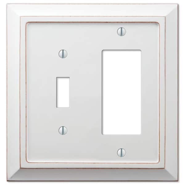 AMERELLE Savannah 2 Gang 1-Toggle and 1-Rocker Wood Wall Plate - White