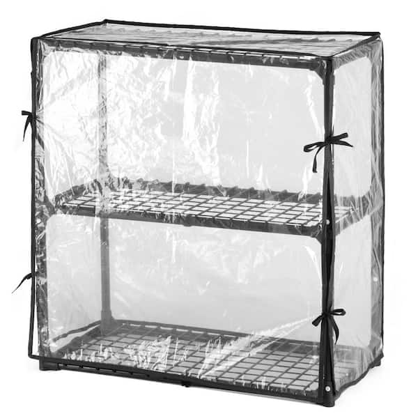 Tileon 3-Shelf Wire Rack with Cover in Black (1-Pack)