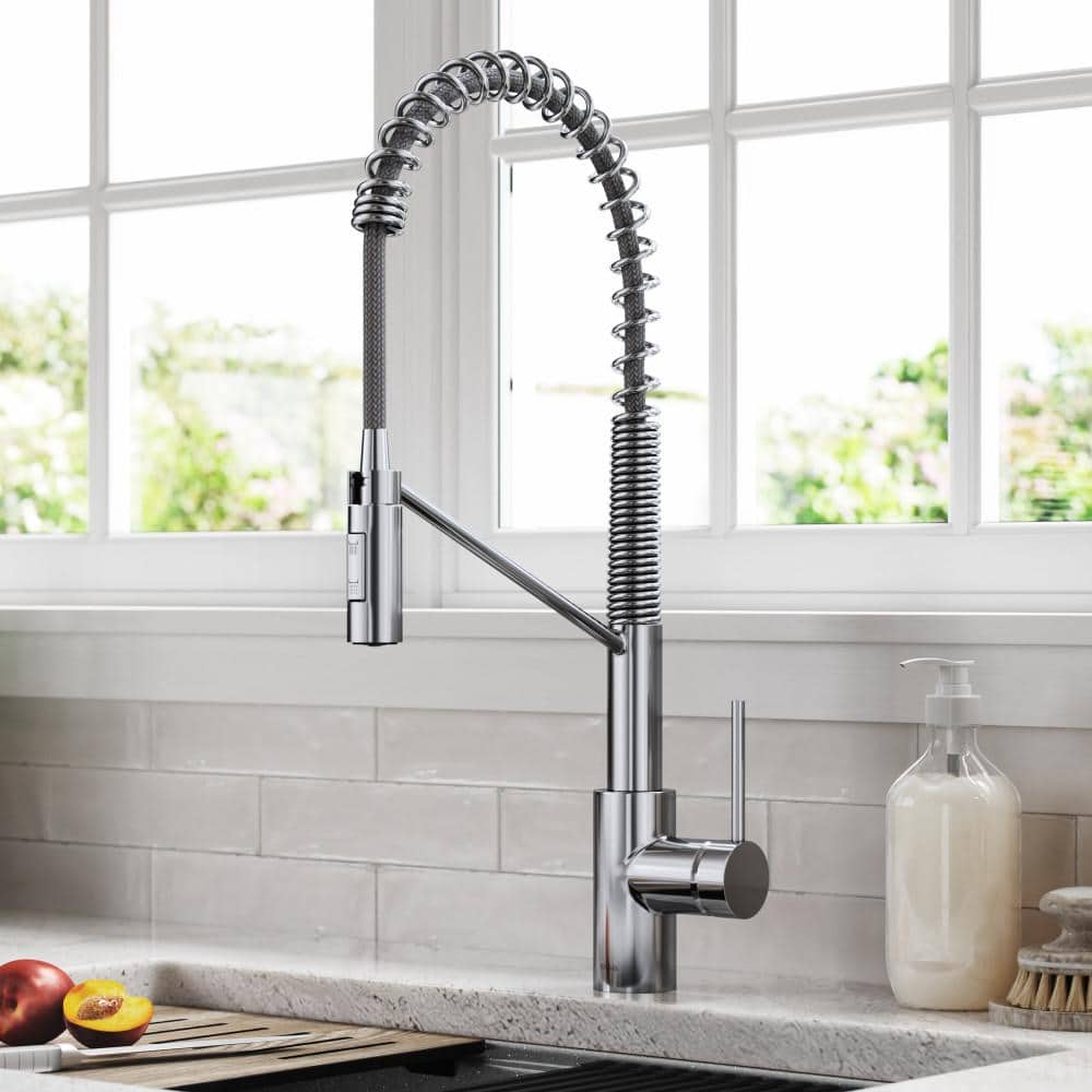 Chrome Commercial Style Pull-Down Kitchen Faucet with Spray