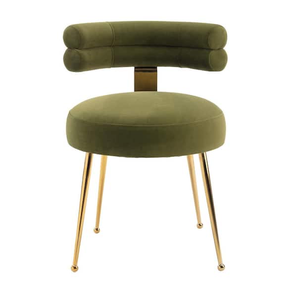 ATHMILE Olive Velvet Accent Side Chair (Set of 1)