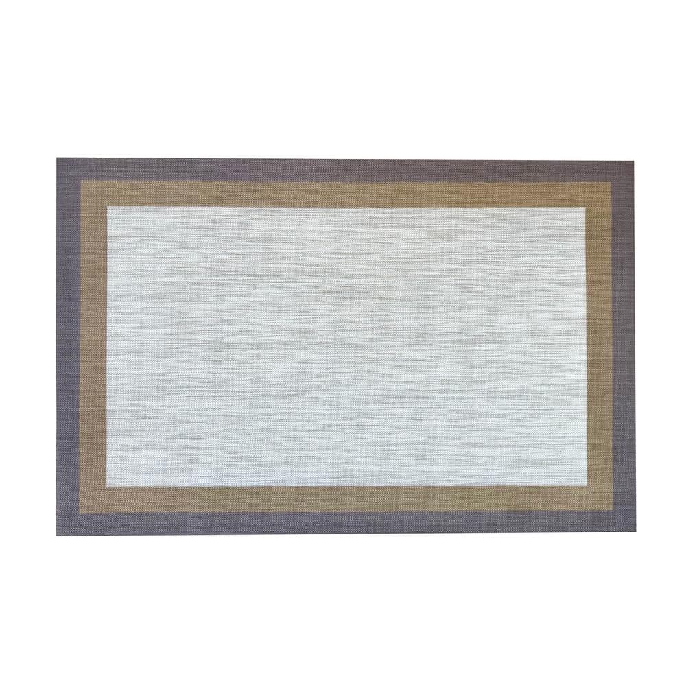 Aspen Beige Woven Vinyl Home Kitchen Mat Waterproof Area Rug for Indoor/Out