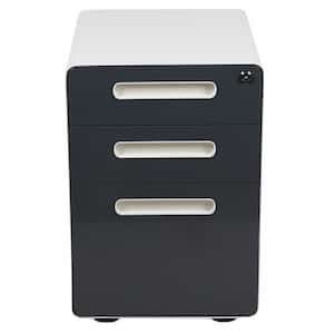 White and Charcoal Filing Cabinet