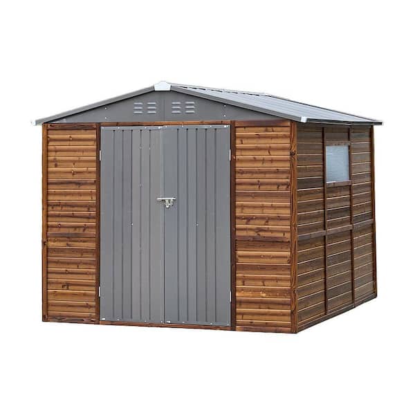 8 ft. W x 8 ft. D Iron-Wood Shed with Double Door (64 sq. ft. )