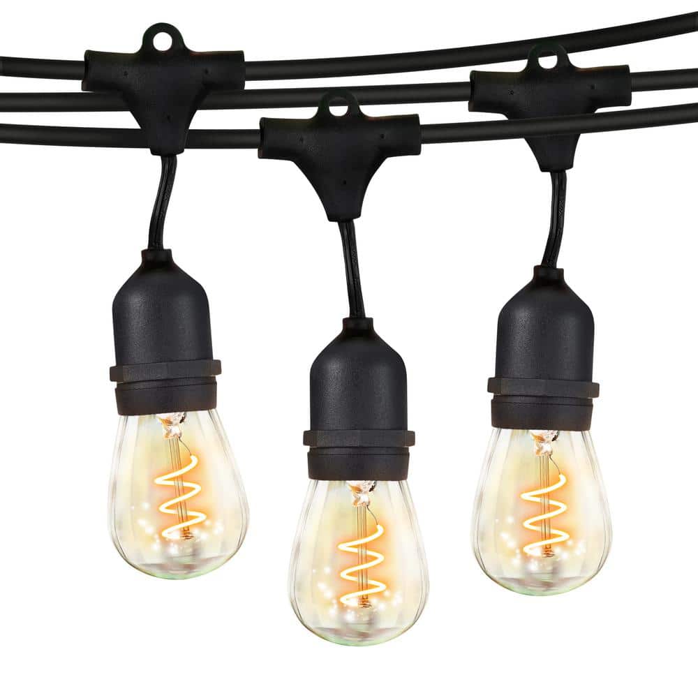 Brightech Ambience Pro 15-Light 48 ft. Outdoor Plug-in 2W 3000k LED S14 Hanging Edison Spiral Filament Bulb String -Light